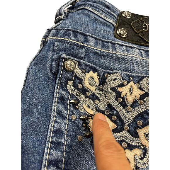 Miss Me Y2K Baroque Silver Embroidered Straight Jeans - Picture 7 of 7